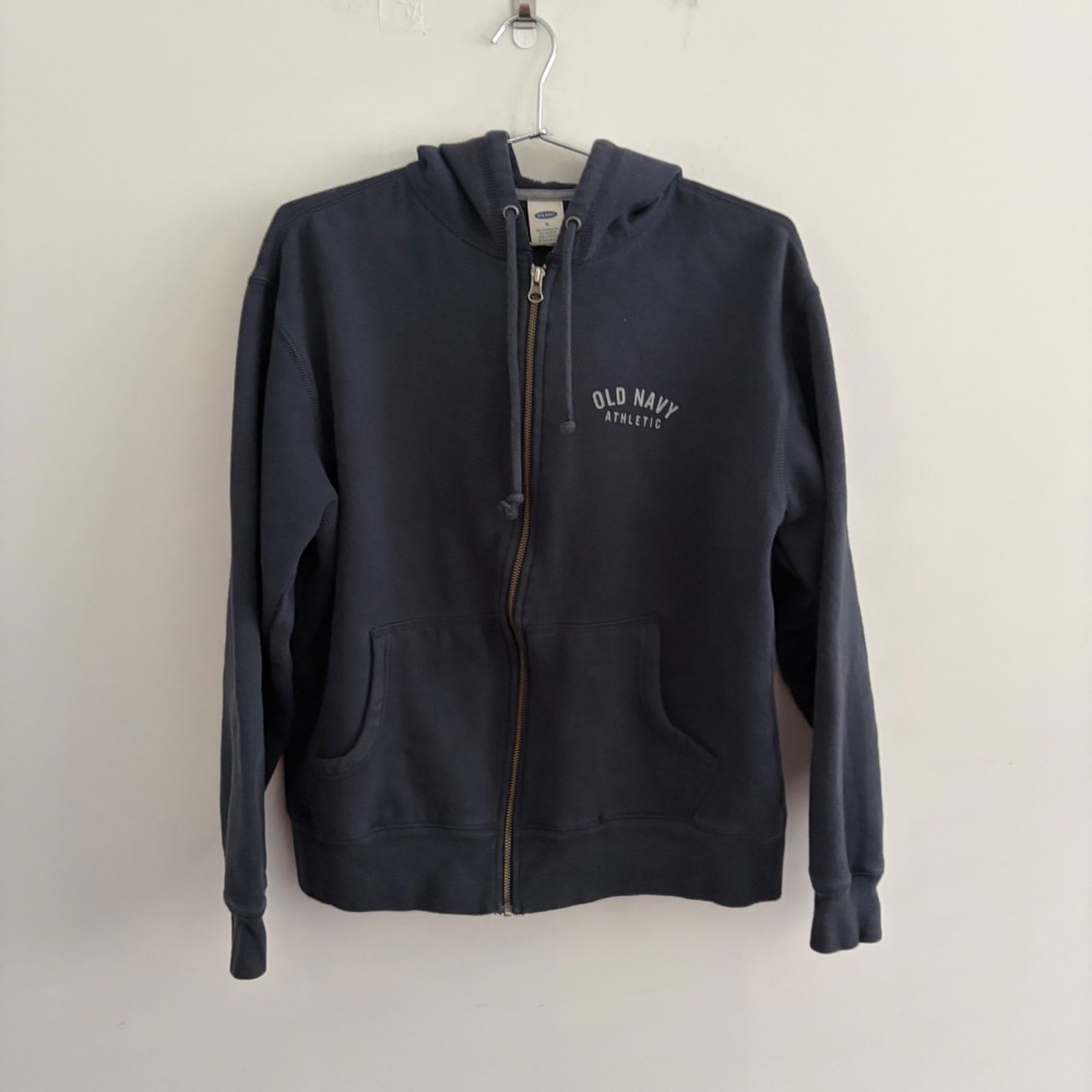 Old Navy Athletic Navy Blue Full Zip Hoodie Sweatshirt Medium